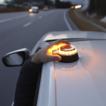 Luz de emergencia con geolocalización y base de fijación magnética color negro