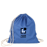 Mochila de cuerdas de algodón de colores Oeko-Tex® 140g/m2 color azul vista de impresión