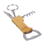 Llavero de bambú con abrebotellas, navaja y sacacorchos quinta vista