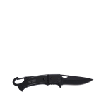 Navaja de bolsillo de acero inoxidable con cierre de seguridad color negro vista de impresión