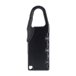 Candado numérico hecho de zinc personalizable con mosquetón color negro primera vista