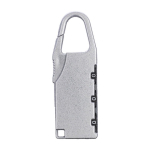 Candado numérico hecho de zinc personalizable con mosquetón color plateado primera vista