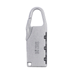 Candado numérico hecho de zinc personalizable con mosquetón color plateado vista de impresión