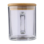 Tazas personalizadas de vidrio reciclado con tapa de bambú 300ml color transparente segunda vista