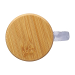 Tazas personalizadas de vidrio reciclado con tapa de bambú 300ml quinta vista