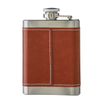 Petaca de acero inoxidable con funda de cuero marrón 100ml color marrón segunda vista