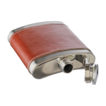 Petaca de acero inoxidable con funda de cuero marrón 100ml quinta vista