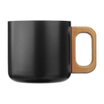 Taza doble pared de acero inox reciclado con asa de bambú 400ml color negro primera vista