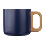 Taza doble pared de acero inox reciclado con asa de bambú 400ml color azul primera vista