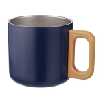Taza doble pared de acero inox reciclado con asa de bambú 400ml