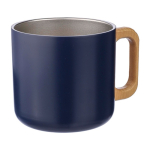 Taza doble pared de acero inox reciclado con asa de bambú 400ml quinta vista