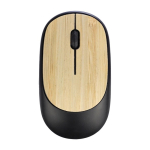 Ratón inalámbrico negro con detalles de bambú para personalizar color negro primera vista
