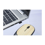 Ratón inalámbrico negro con detalles de bambú para personalizar cuarta vista