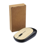 Ratón inalámbrico negro con detalles de bambú para personalizar sexta vista