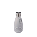 Botella de silicona plegable con tapa de acero y mosquetón 550ml color gris vista de impresión