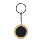 Llavero redondo de bambú con superficie negra para personalizar color negro primera vista