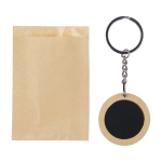 Llavero redondo de bambú con superficie negra para personalizar quinta vista