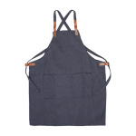 Delantal de poliéster y algodón con 2 bolsillos delanteros color azul segunda vista