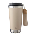 Vaso térmico de acero inoxidable con correa a juego y tapa negra 500ml color beige primera vista