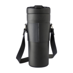 Botella térmica de acero inoxidable con funda y correa 730ml color negro primera vista