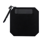 Pequeño altavoz cuadrado personalizable con mosquetón para transporte color negro segunda vista