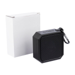 Pequeño altavoz cuadrado personalizable con mosquetón para transporte octava vista