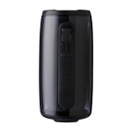 Altavoz negro con múltiples modos de iluminación ideal para exteriores cuarta vista