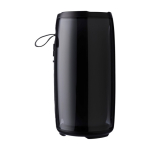 Altavoz negro con múltiples modos de iluminación ideal para exteriores séptima vista