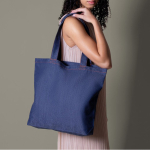 Bolsa de denim reciclado para personalizar de asas largas 280 g/m2 color azul vaquero vista detalle 2