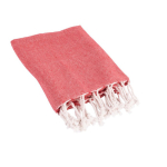 Pareo de algodón y poliéster monocolor con flecos blancos 170 g/m2 color rojo tercera vista