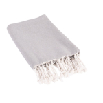 Pareo de algodón y poliéster monocolor con flecos blancos 170 g/m2 color gris tercera vista