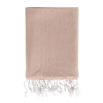 Pareo de algodón y poliéster monocolor con flecos blancos 170 g/m2 color beige primera vista