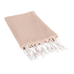 Pareo de algodón y poliéster monocolor con flecos blancos 170 g/m2 color beige tercera vista