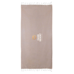 Pareo de algodón y poliéster monocolor con flecos blancos 170 g/m2 color beige cuarta vista