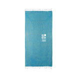 Pareo de algodón y poliéster monocolor con flecos blancos 170 g/m2 color azul claro vista principal