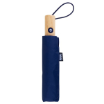 Paraguas antiviento de pongee RPET con mango de bambú Ø97 color azul marino tercera vista
