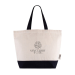 Bolsa de algodón reciclado con asa y base de colores 320 g/m2 color negro tercera vista