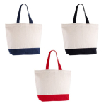 Bolsa de algodón reciclado con asa y base de colores 320 g/m2 primera vista