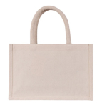 Bolsa pequeña de algodón reciclado para personalizar con asa corta color natural tercera vista