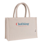 Bolsa pequeña de algodón reciclado para personalizar con asa corta color natural sexta vista