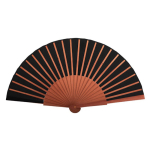 Abanico personalizable de madera oscura y tela de poliéster color negro primera vista