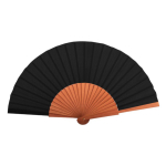 Abanico personalizable de madera oscura y tela de poliéster color negro