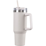 Botella de acero inox reciclado con pajita y asa de transporte 1.18 L color beige segunda vista