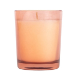 Vela de parafina aromatizada en tarro de cristal translucido color rosa primera vista