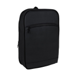 Mochila de PU con cremallera para extenderla y bolsillo exterior color negro segunda vista