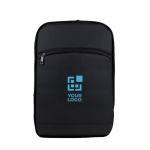 Mochila de PU con cremallera para extenderla y bolsillo exterior color negro vista principal