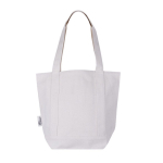 Bolsa de algodón reciclado con bolsillo exterior en un lado color natural tercera vista