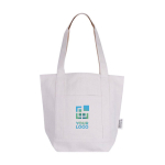 Bolsa de algodón reciclado con bolsillo exterior en un lado color natural vista principal