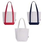 Bolsa de algodón reciclado con bolsillo exterior en un lado primera vista