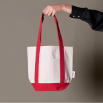 Bolsa de algodón reciclado con bolsillo exterior en un lado segunda vista